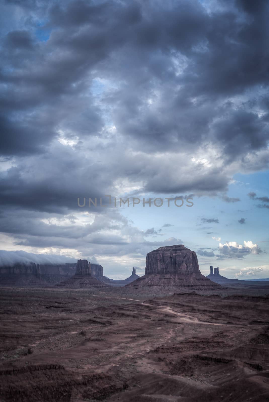 Monument Valley panorama. Panoramic view into Monument Valley near Kayenta navajo natunal park USA.