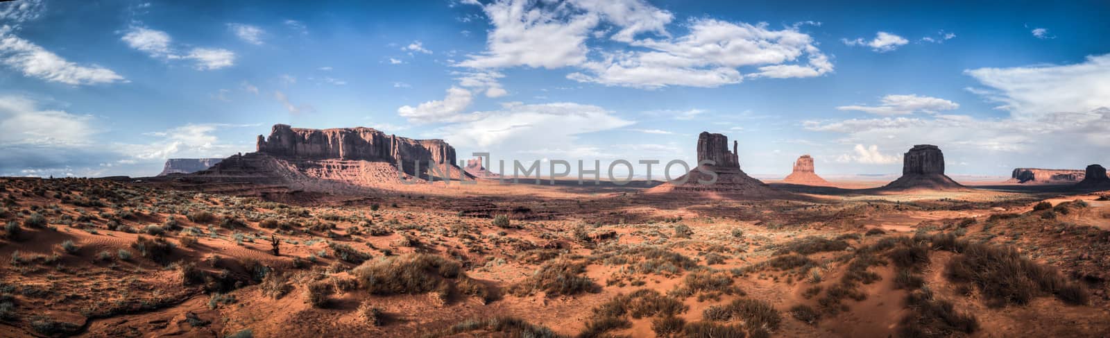 Monument Valley panorama. Panoramic view into Monument Valley near Kayenta navajo natunal park USA.