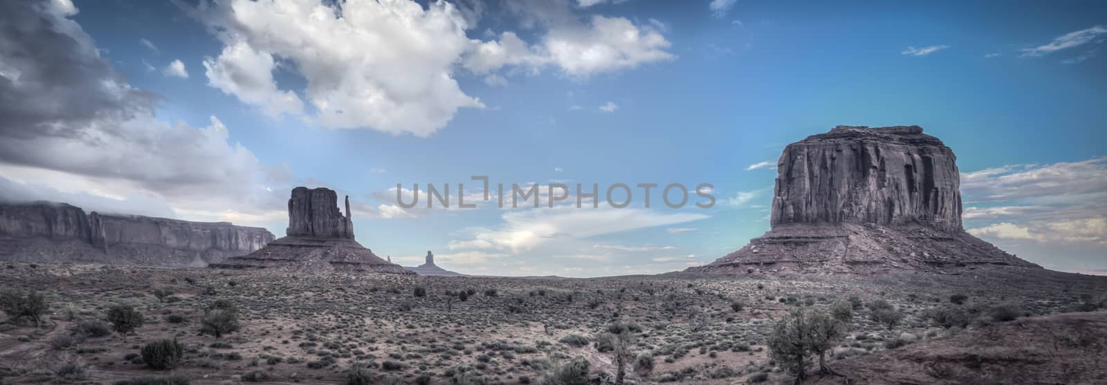 Monument Valley panorama. Panoramic view into Monument Valley near Kayenta navajo natunal park USA.