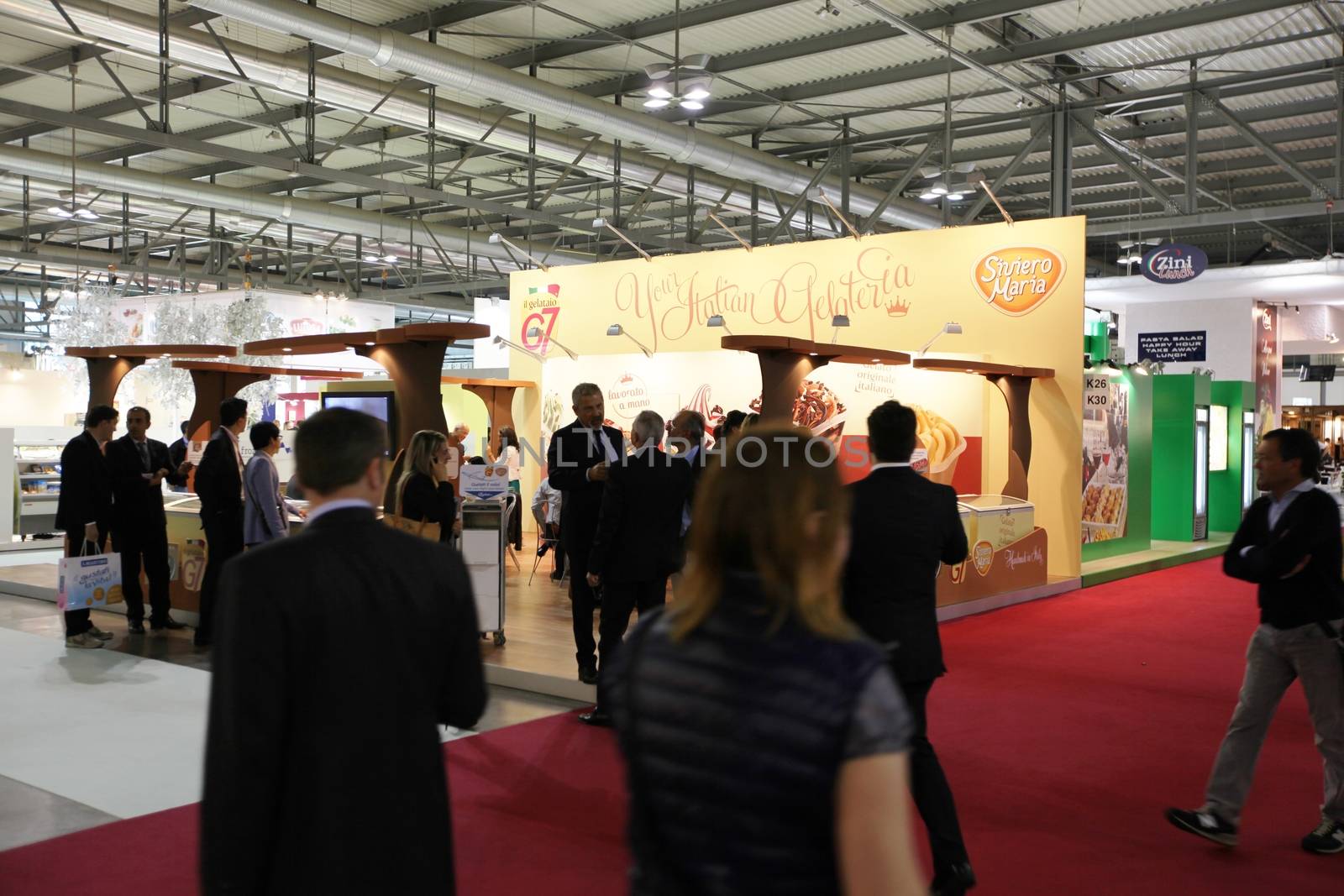 People visit local and regional food productions at Tuttofood 2013, Milano World Food Exhibition.