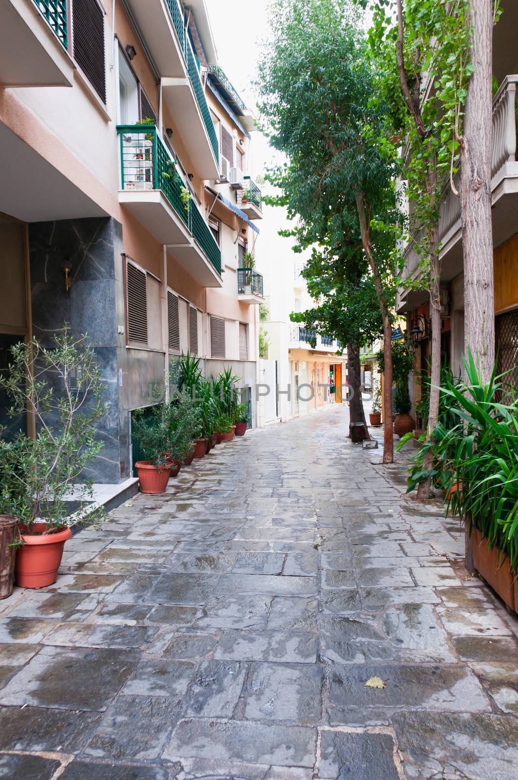 Athens narrow street, old town - Plaka, Greece