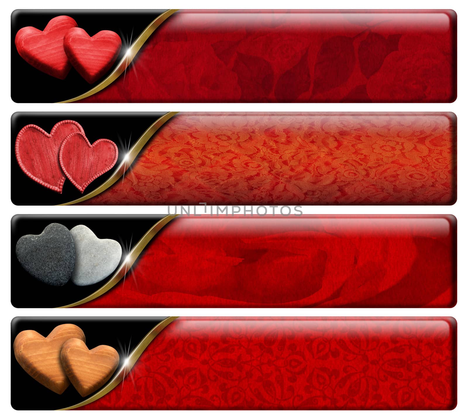 Four Romantic Headers with clipping path by catalby