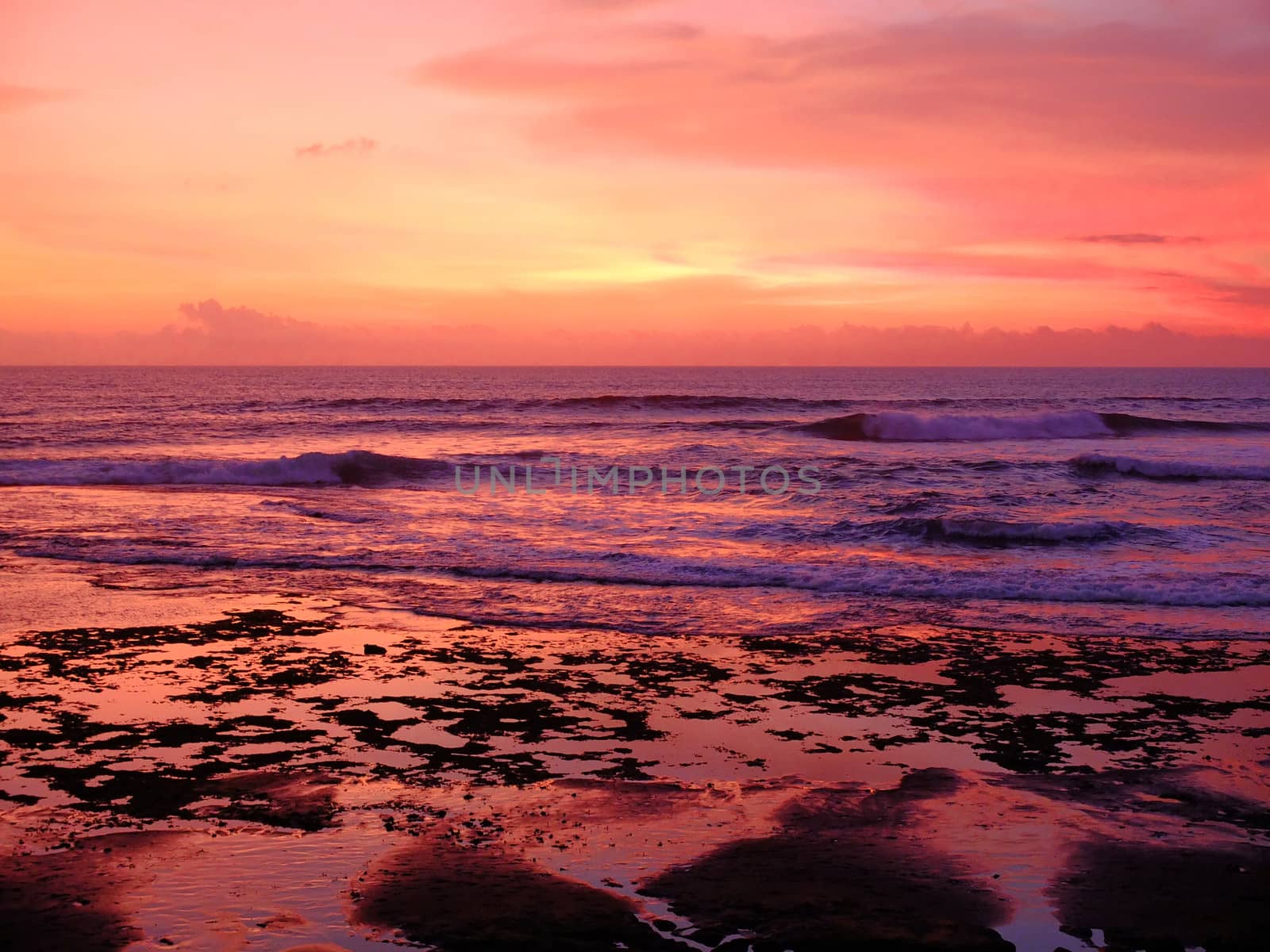 Ocean sunset in Bali, Indonesia.
