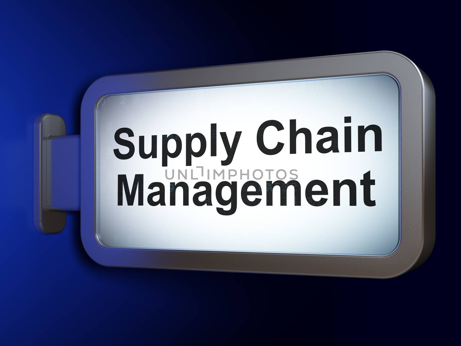 Advertising concept: Supply Chain Management on advertising billboard background, 3d render