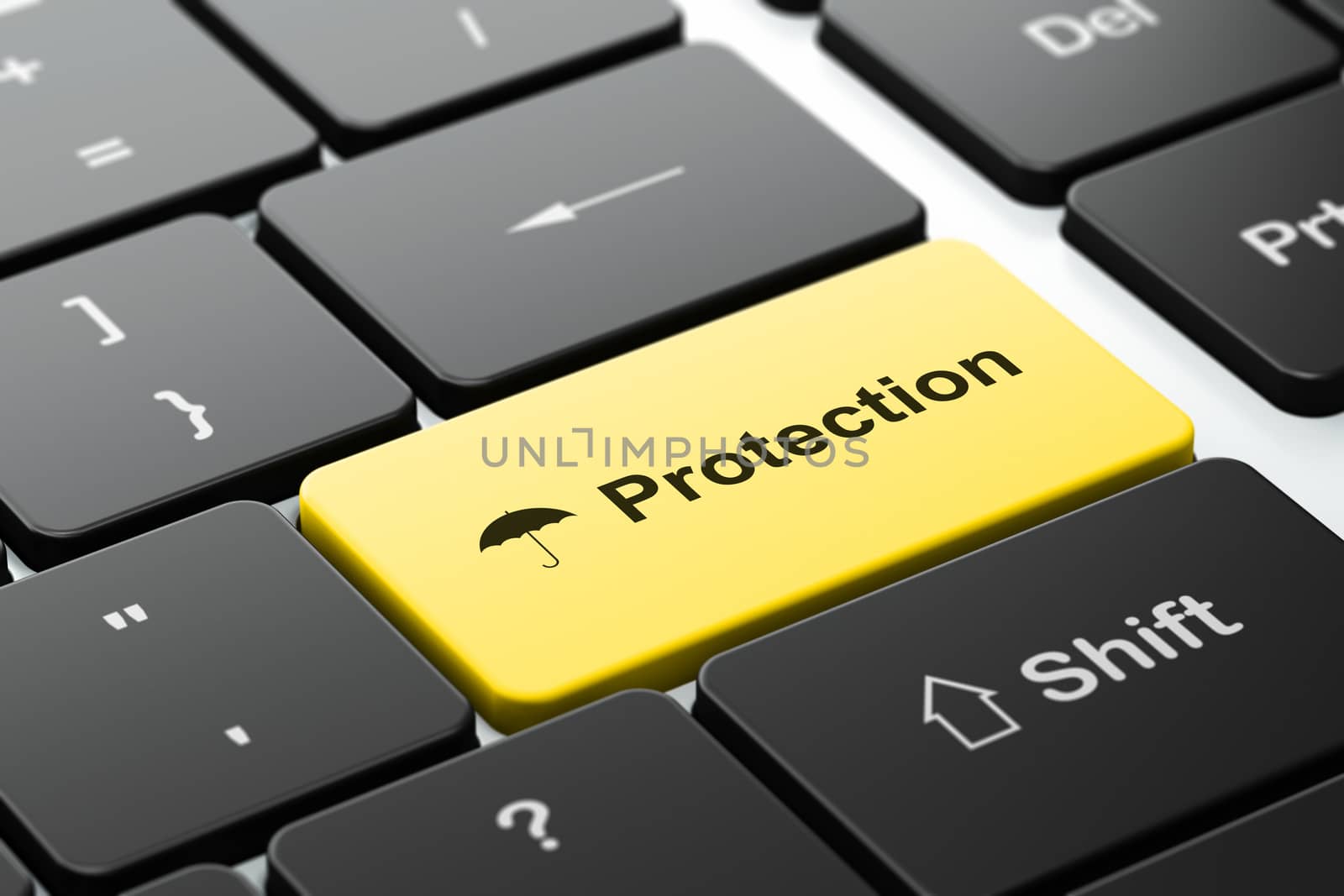 Safety concept: Umbrella and Protection on computer keyboard background by maxkabakov