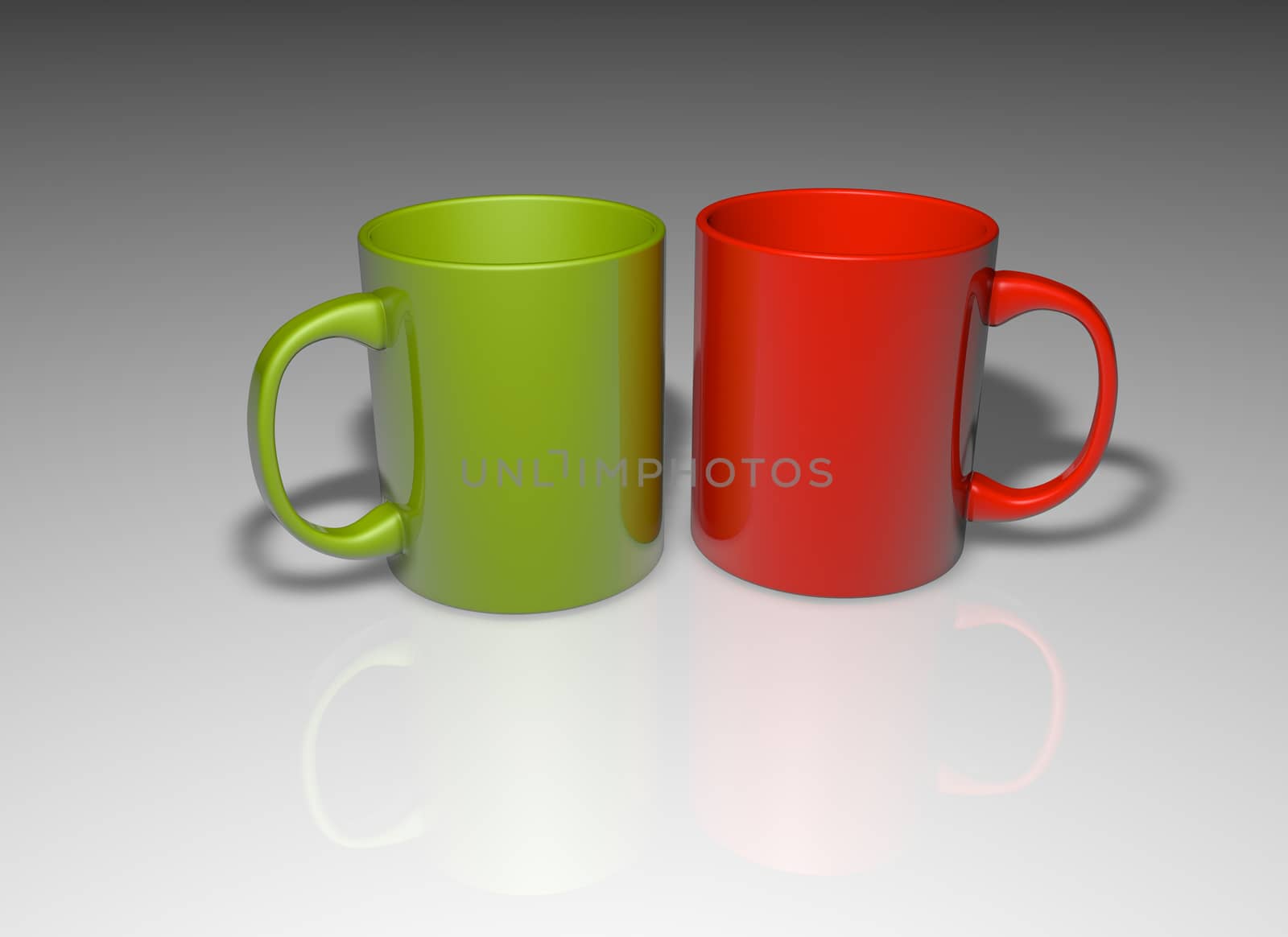Cups on a white background