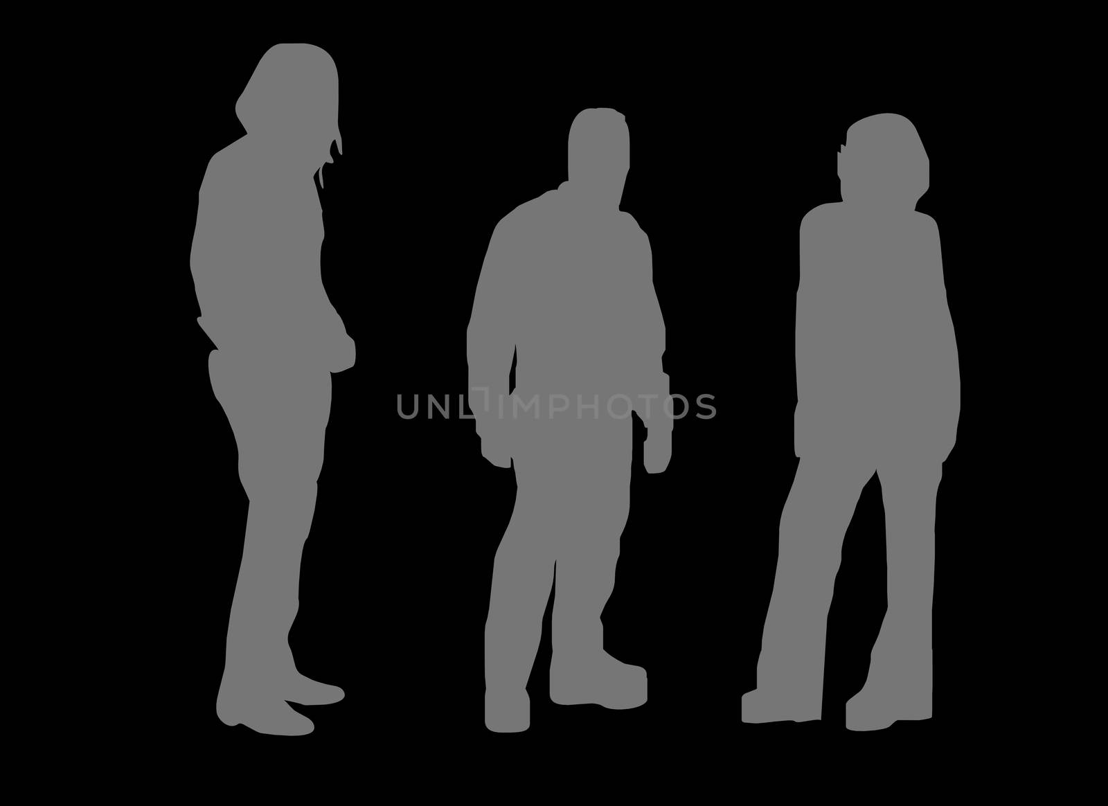 People sillhouette on a black background