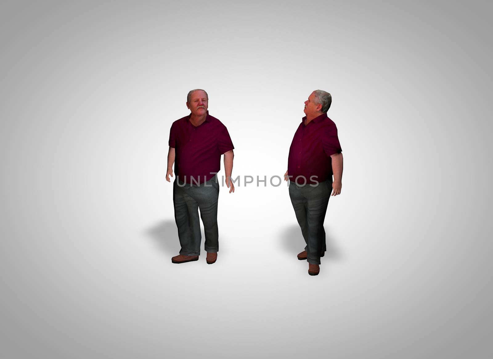 Man looking on white background