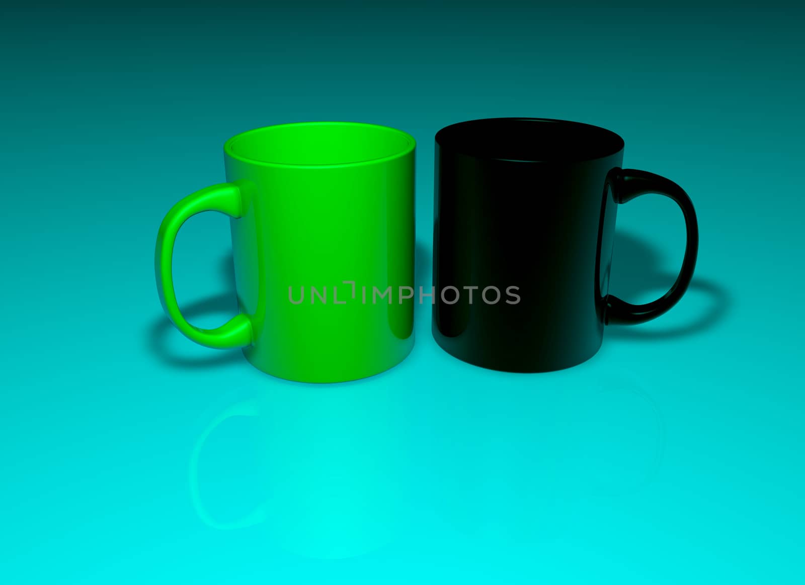 Cups on a white background