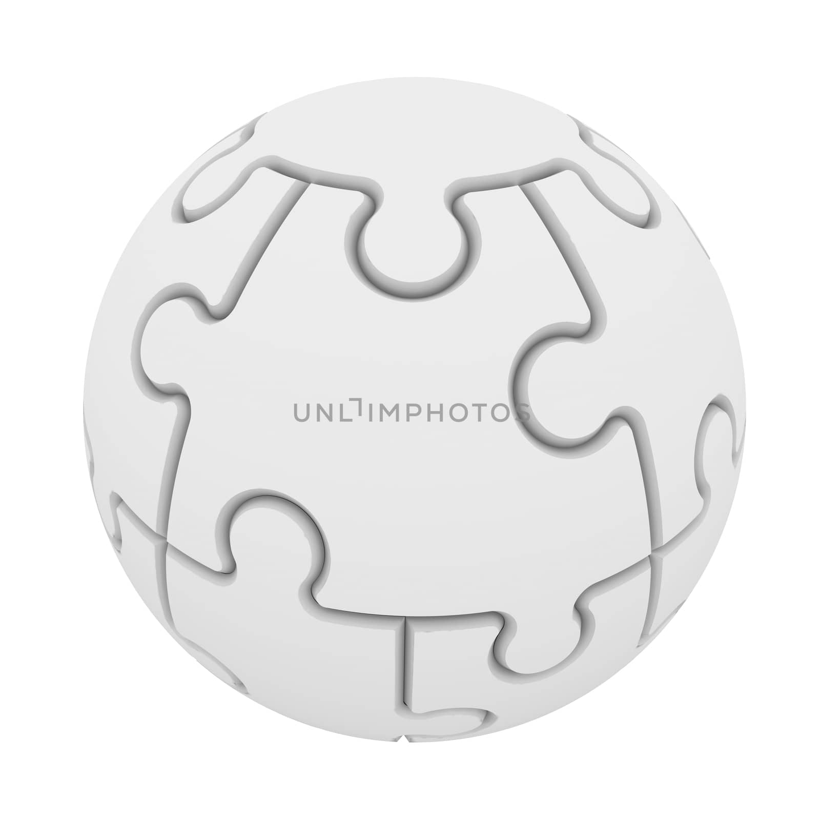 Sphere consisting of puzzles. Isolated render on a white background