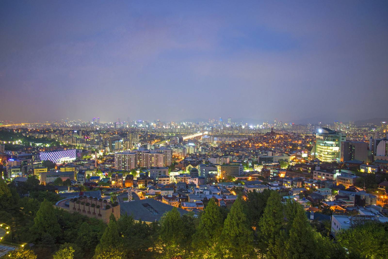 view of central seoul in south korea at night