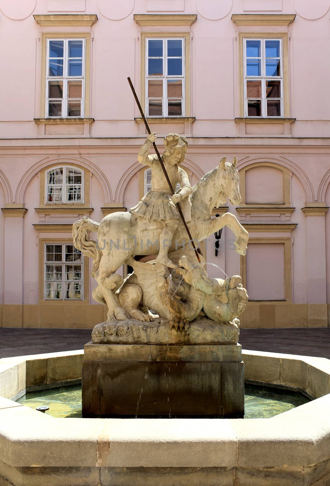 Fountain of Saint George Built in the mid-17th century in the Grassalkovich Palace. Bratislava. slovakia