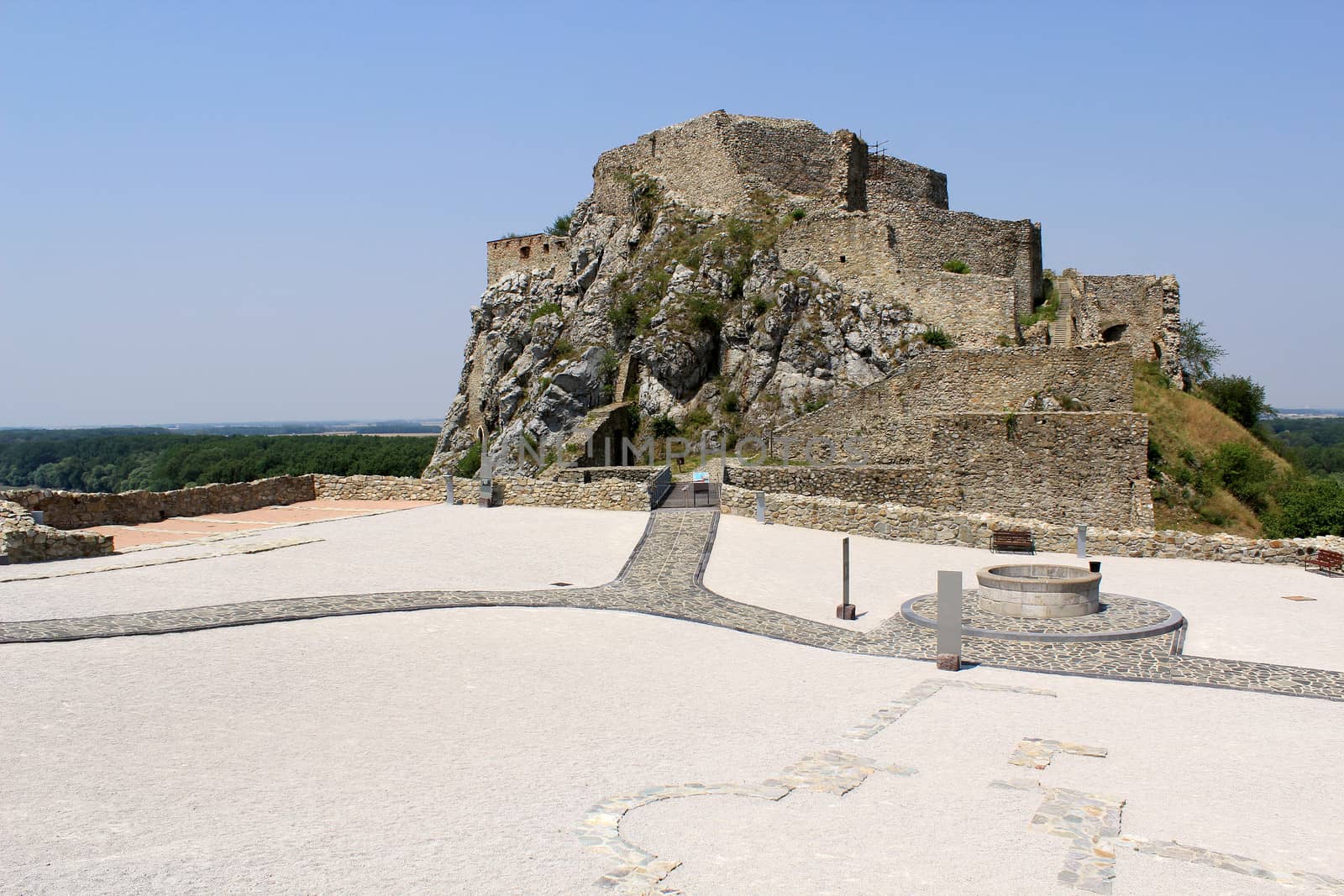 Devin castle Yard (near Bratislava at the border with Austria). Slavac Republic 