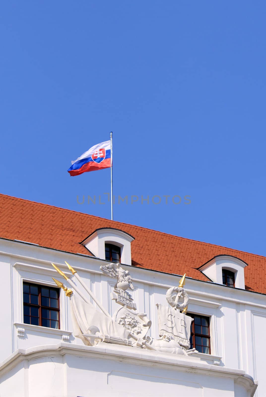 Bratislava castle. Situated on a plateau 85 metres (279 ft) above the Danube. First stone was setlled in the 10th century. Slovakia