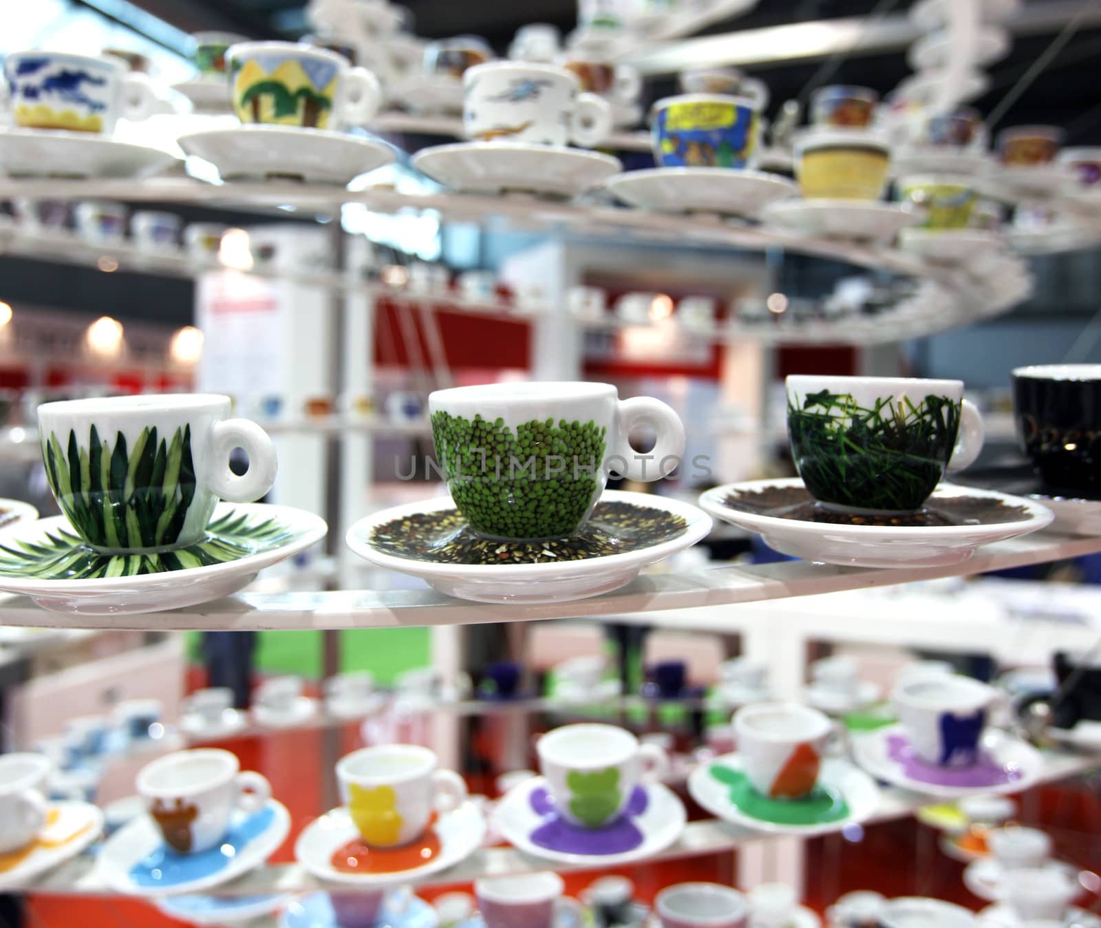 Illy Caffè coffee cups installation in exhibition at Tuttofood, Milano World Food Exhibition