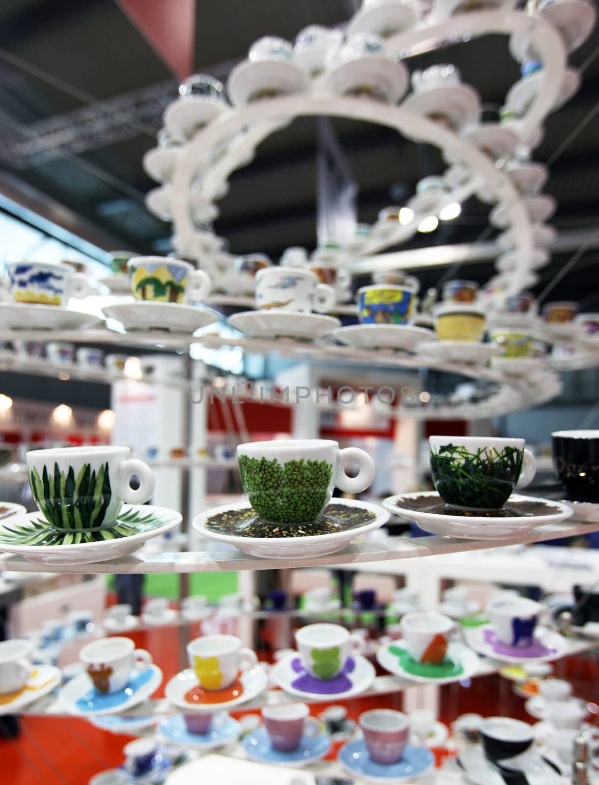 Illy Caffè coffee cups installation in exhibition at Tuttofood, Milano World Food Exhibition