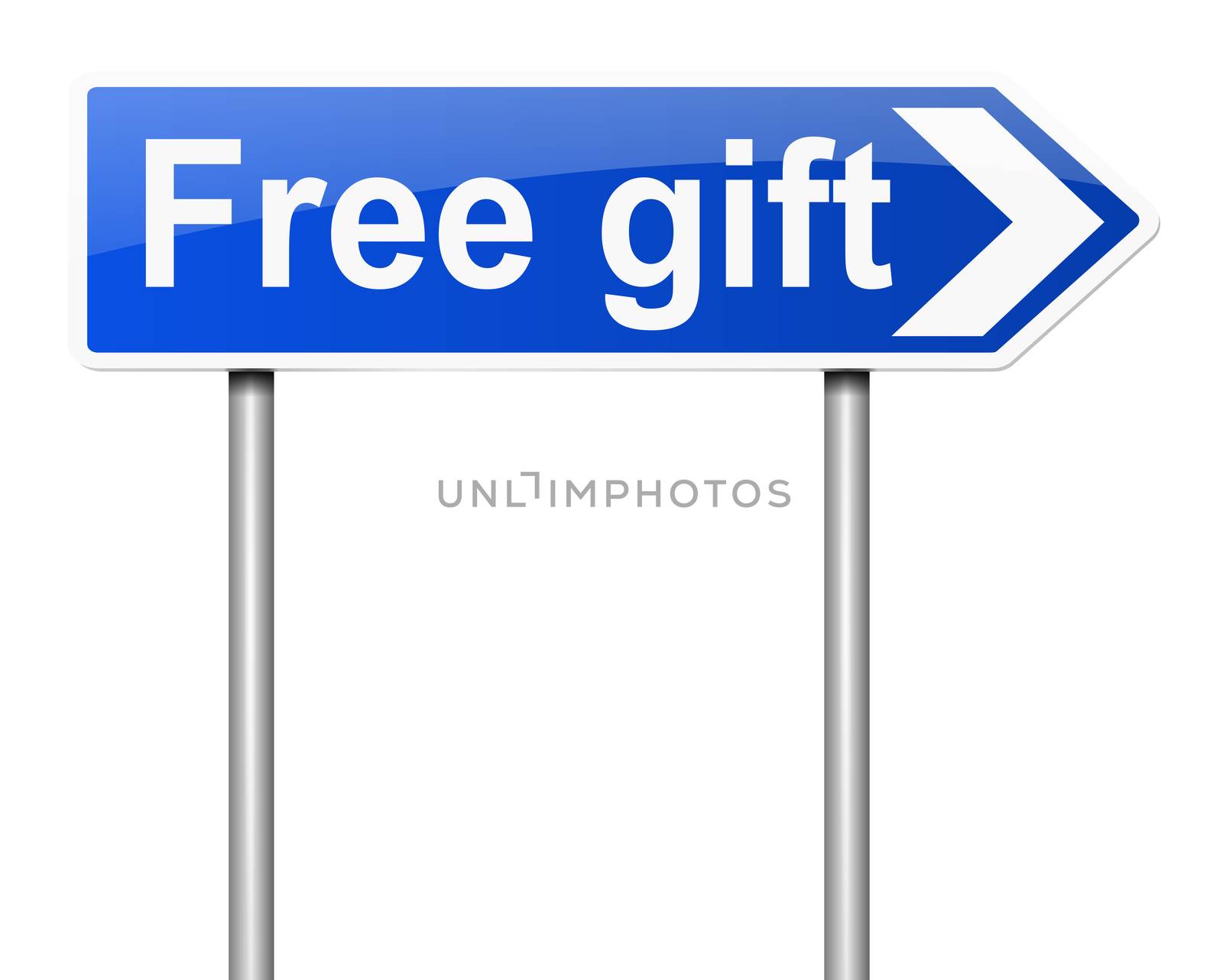 Illustration depicting a sign with a free gift concept.