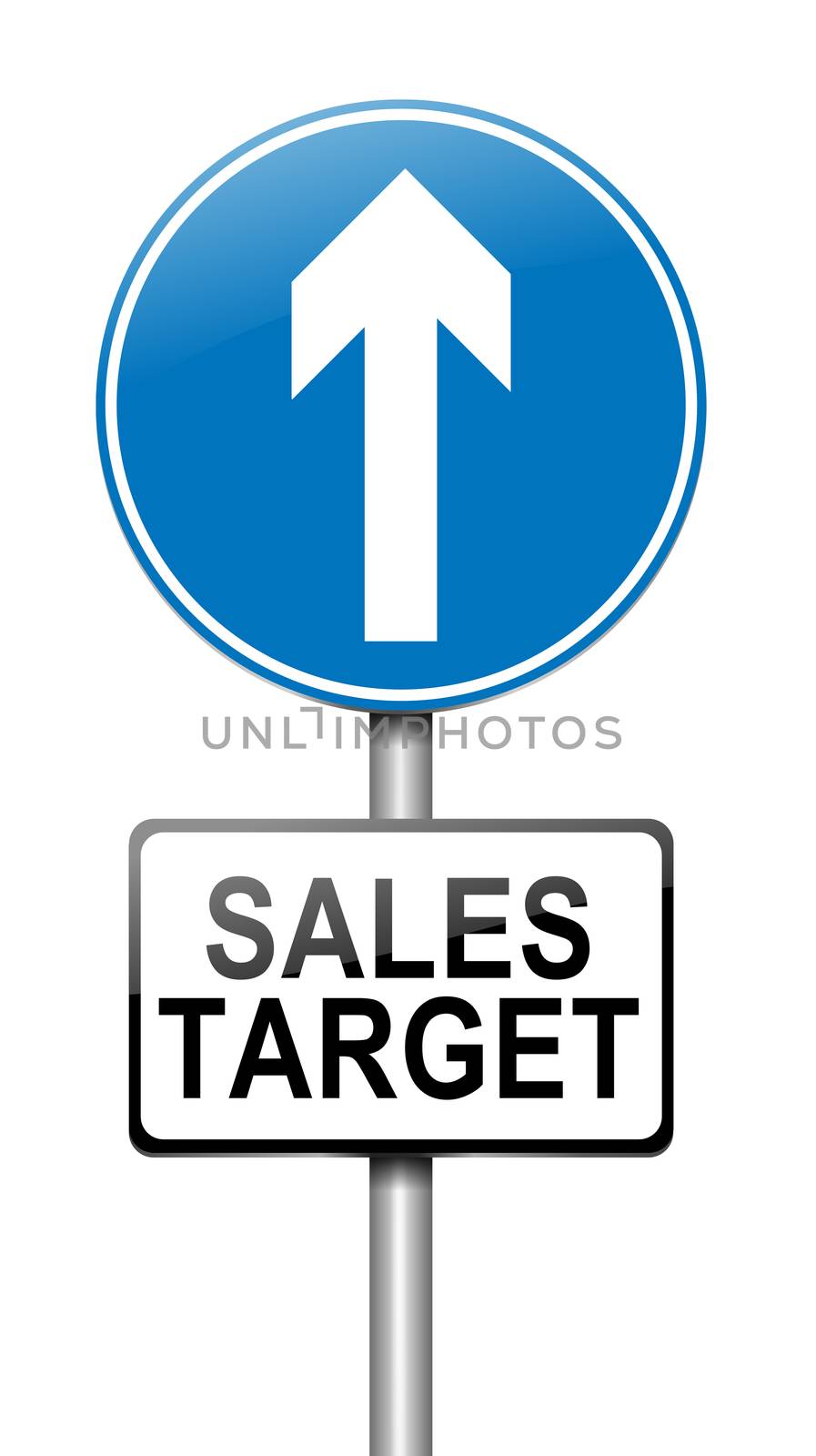 Illustration depicting a sign with a sales target concept.