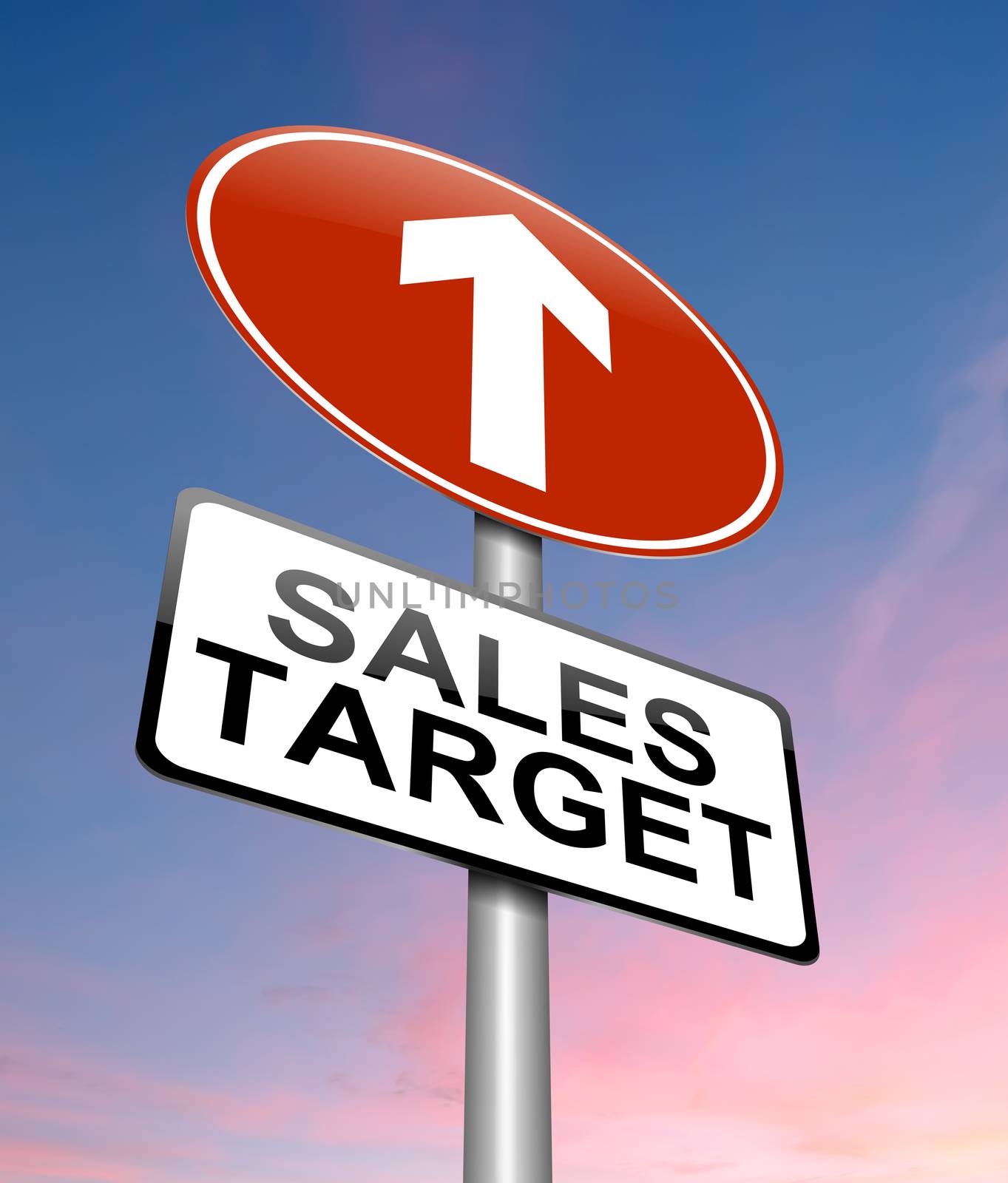 Illustration depicting a sign with a sales target concept.