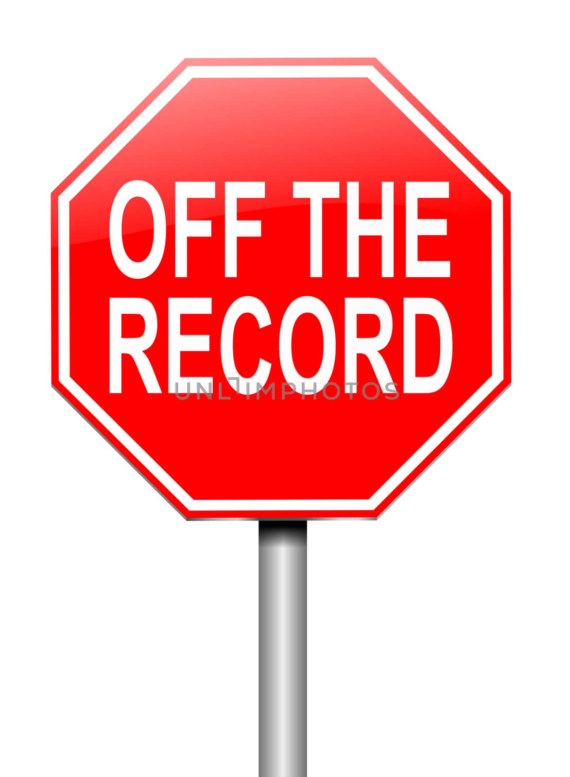 Illustration depicting a sign with an off the record concept.