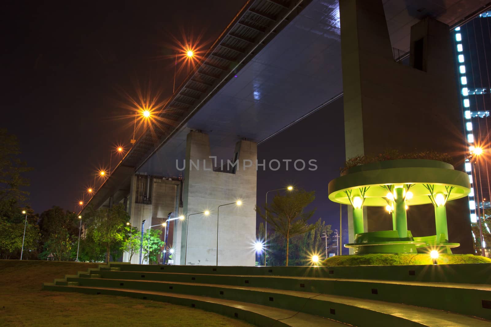 Thailand Rama XIIII  Bridge at night