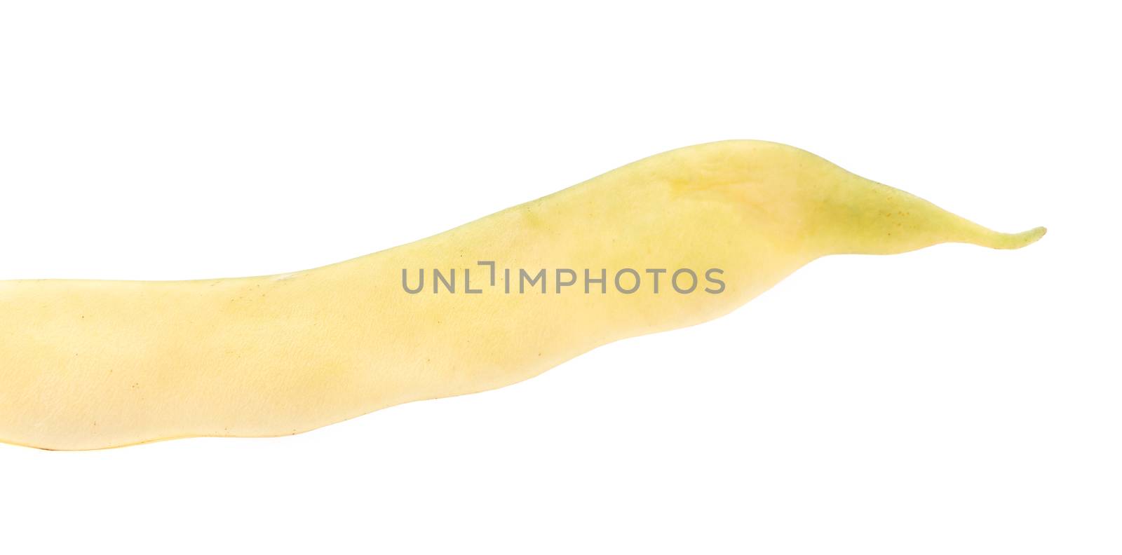 Close up of yellow bean pod. Isolated on a white background.