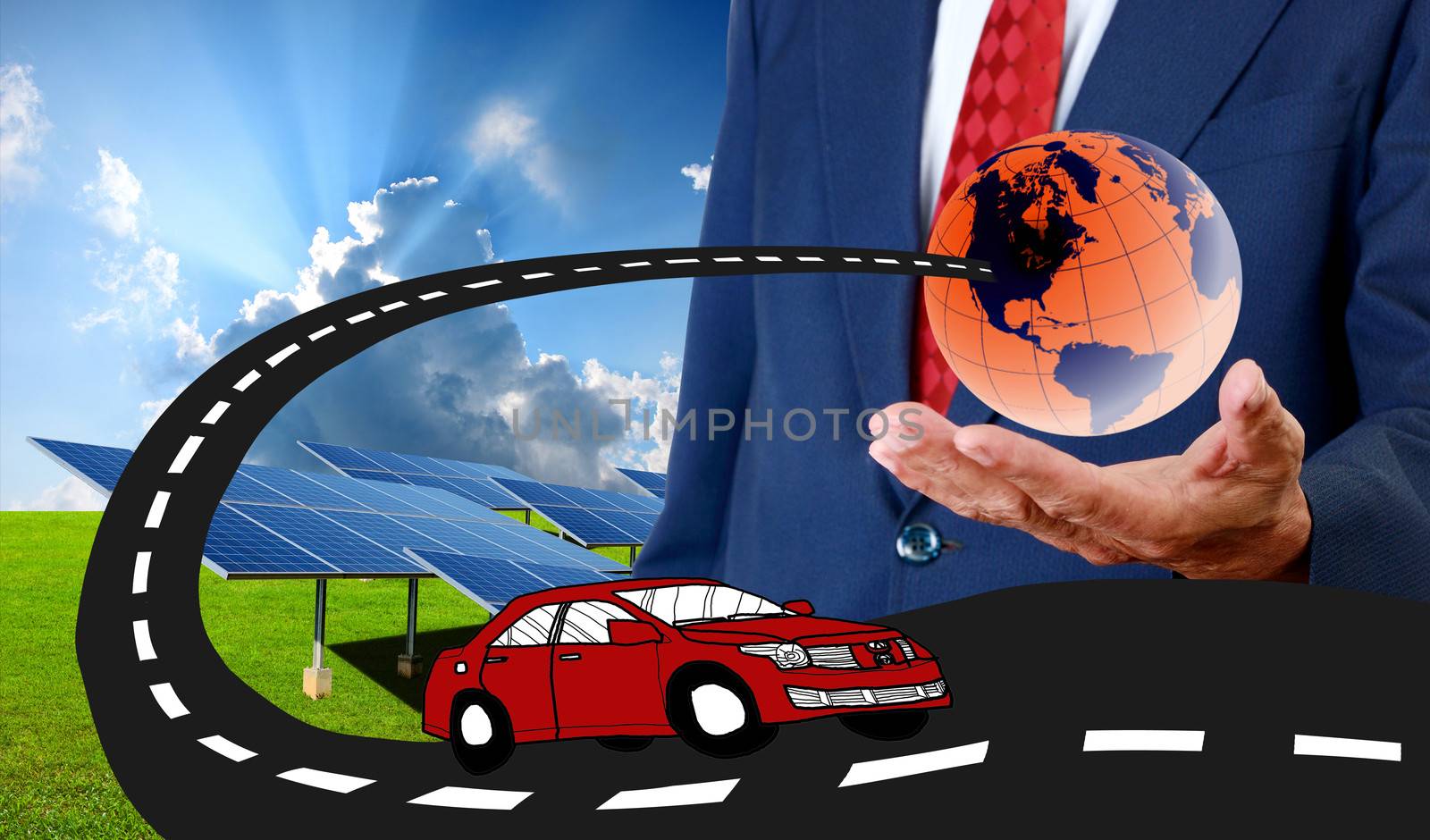 Electric cars with solar energy concept