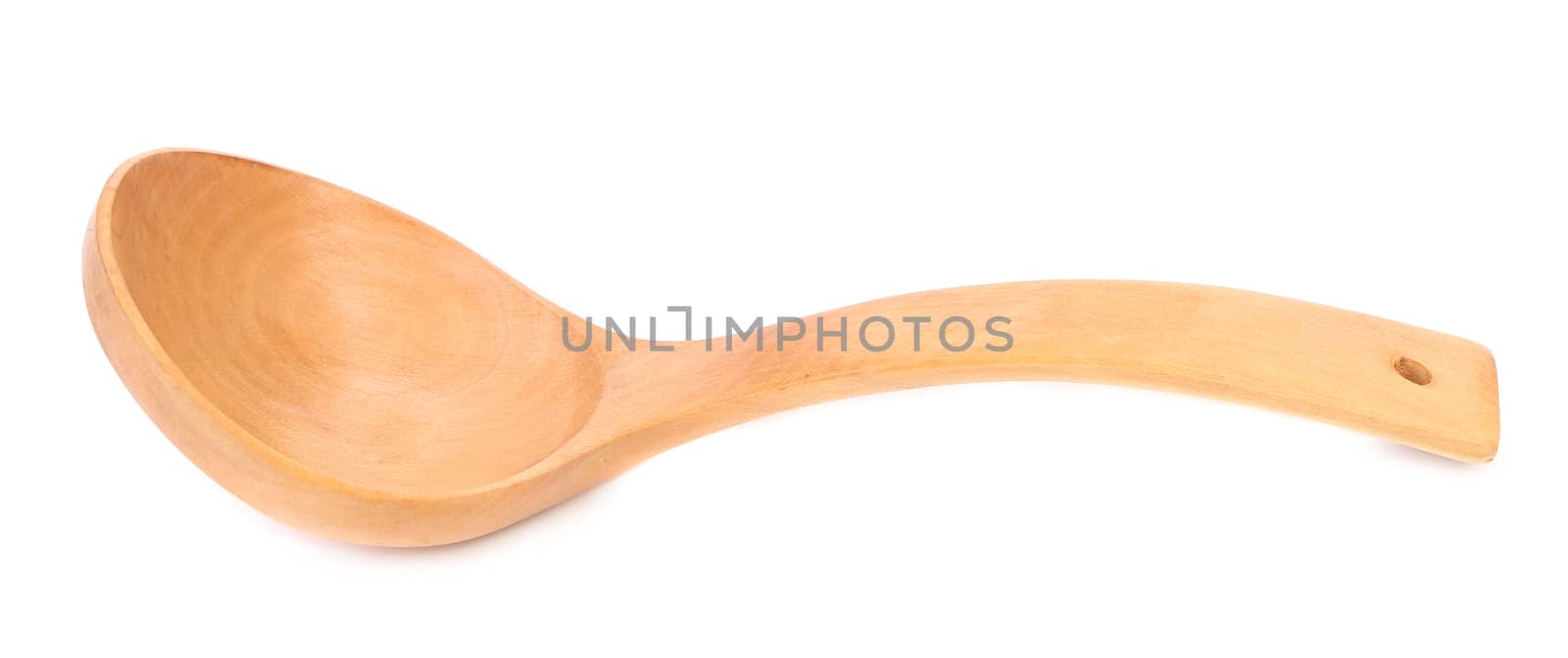 Close up of wooden spoon. Isolated on a white background.