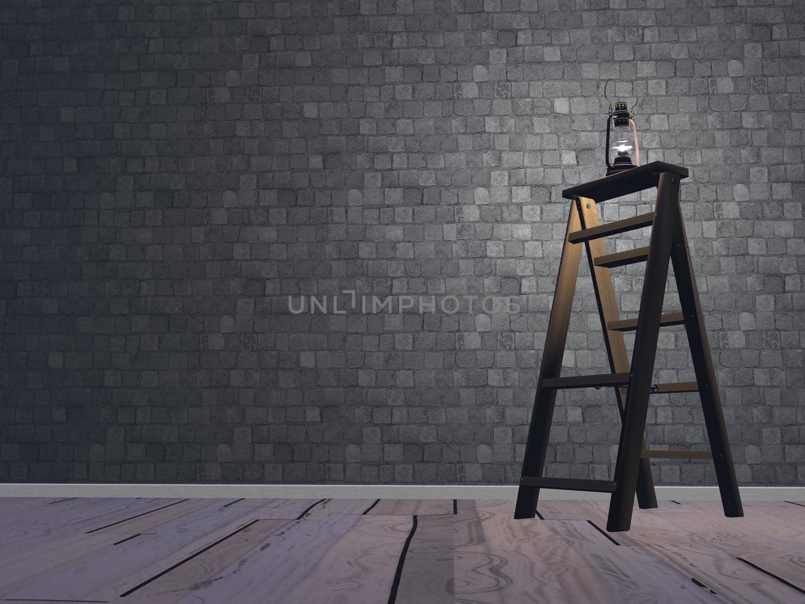 Lantern on ladder - 3D render by Elenaphotos21