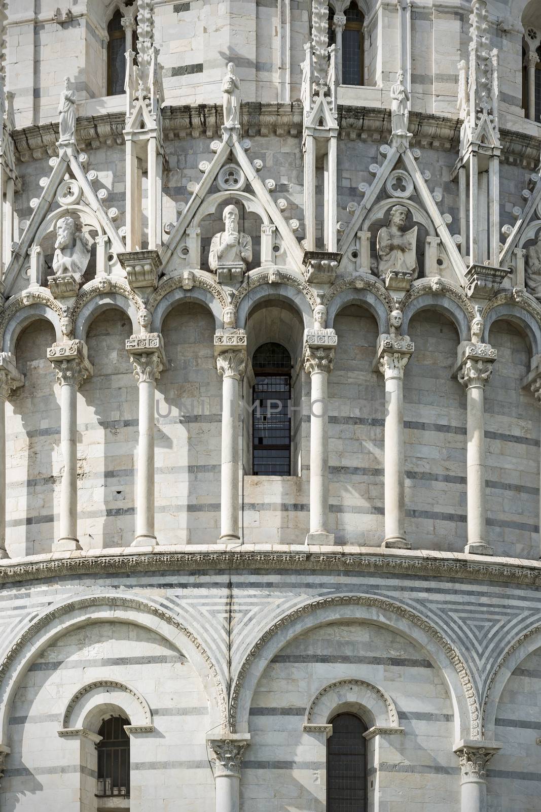 Closeup of the baptistery in Pisa, Italy