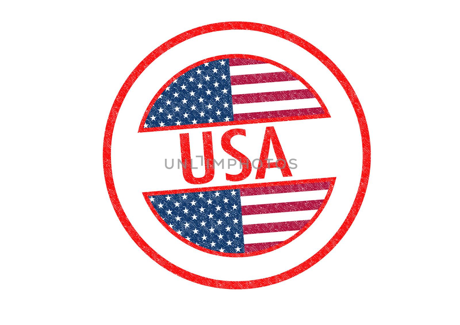 Passport-style USA rubber stamp over a white background.