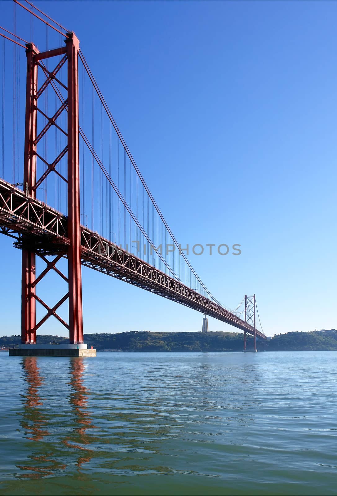  Lisbon, April 25th famous old bridge over river Tejo (Tagus)                     