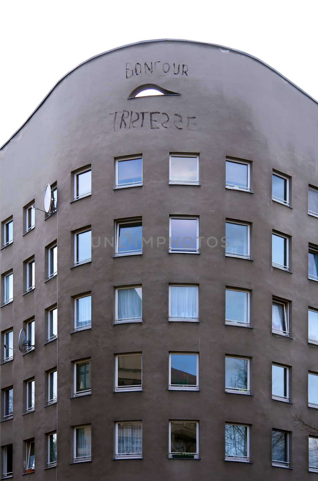 Famous building "Bonjour Tristesse" exterior pattern, Berlin, Germany, project of the Portuguese architect Siza Vieira