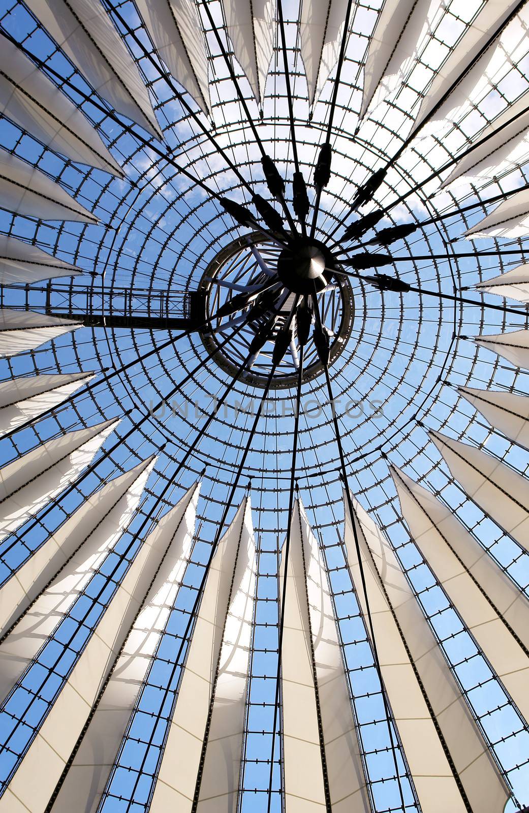 Futuristic roof at Sony Center, Potsdamer Platz, Berlin, Germany. 