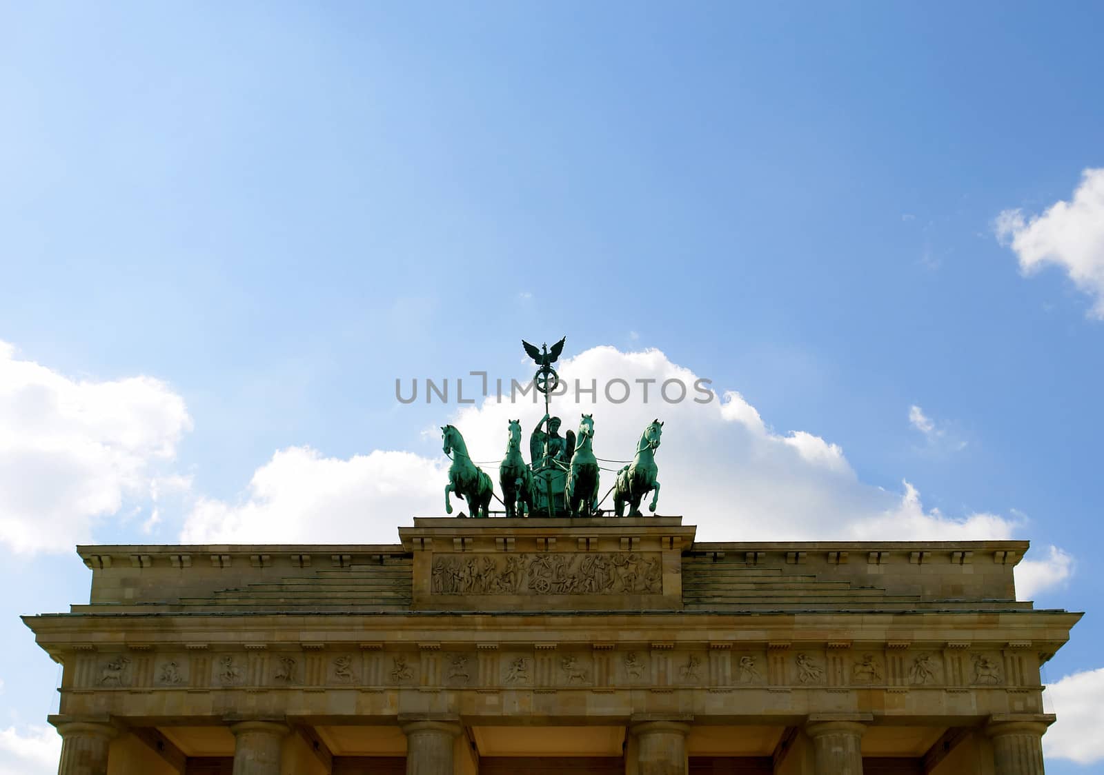 Quadriga on the Brandenburg Gate, a former city gate and one of the main symbols of Berlin, Germany