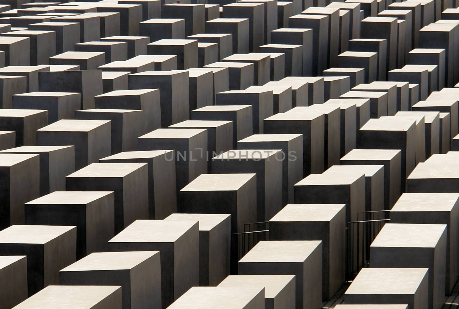 The Holocaost monument in Berlin, Germany (consist of 2711 concrete blocks whit diferent hights and paralel aligment placed on 19.000 squaremeters urban area)