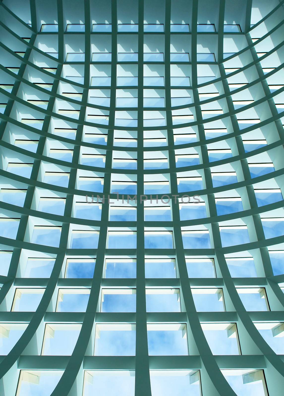 Geometric pattern ceiling of office building 