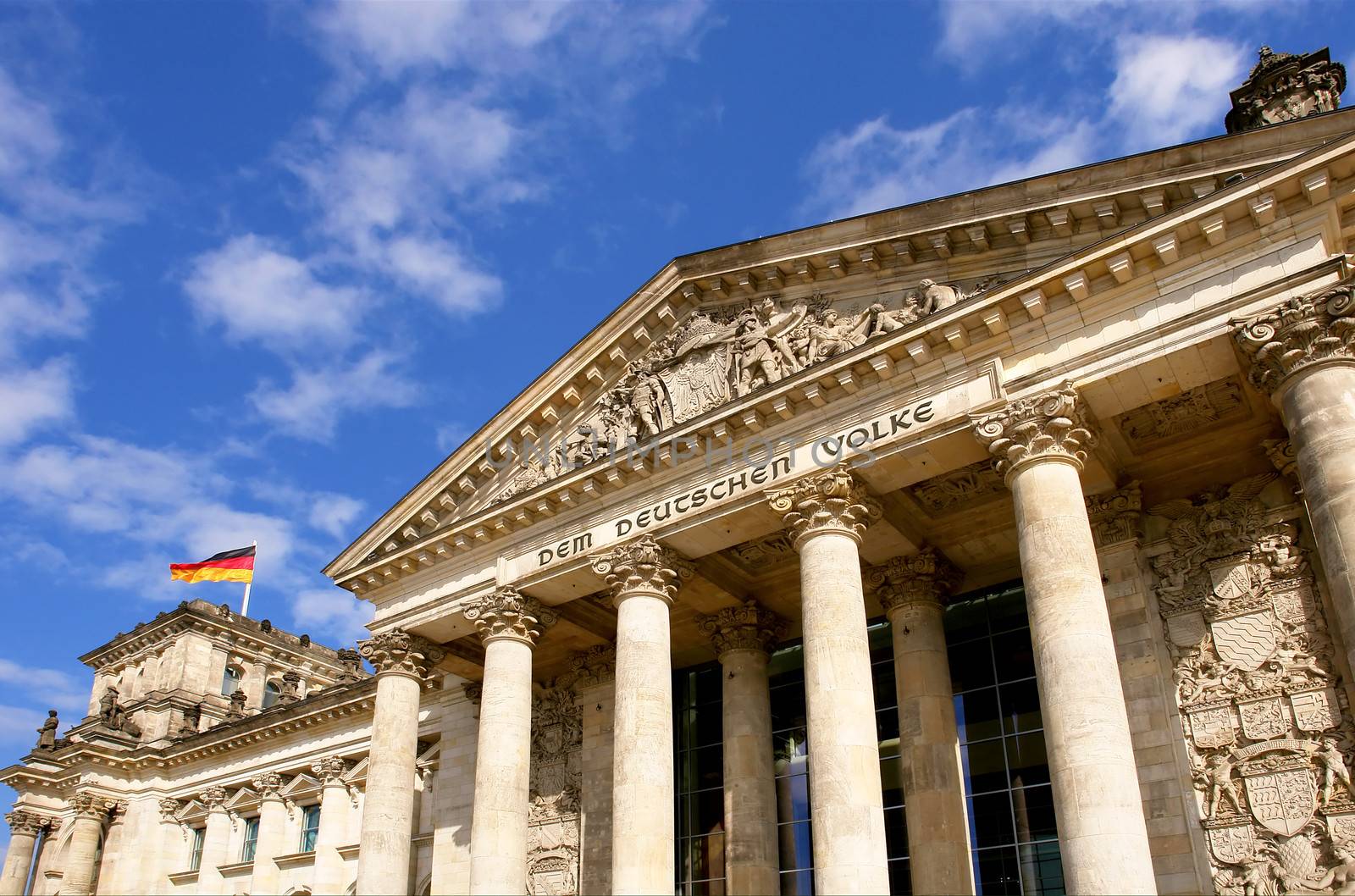 Detail of The Reichstag, the German Parliament, in Berlin, Germany 