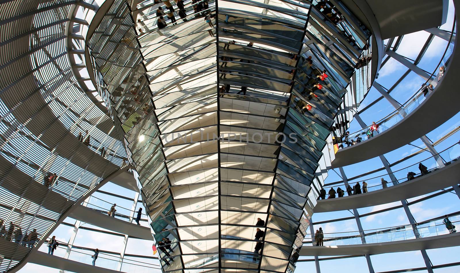 Modern dome of Reichstag (Germany's parliament building) in Berlin. Design by architect Norman Foster
