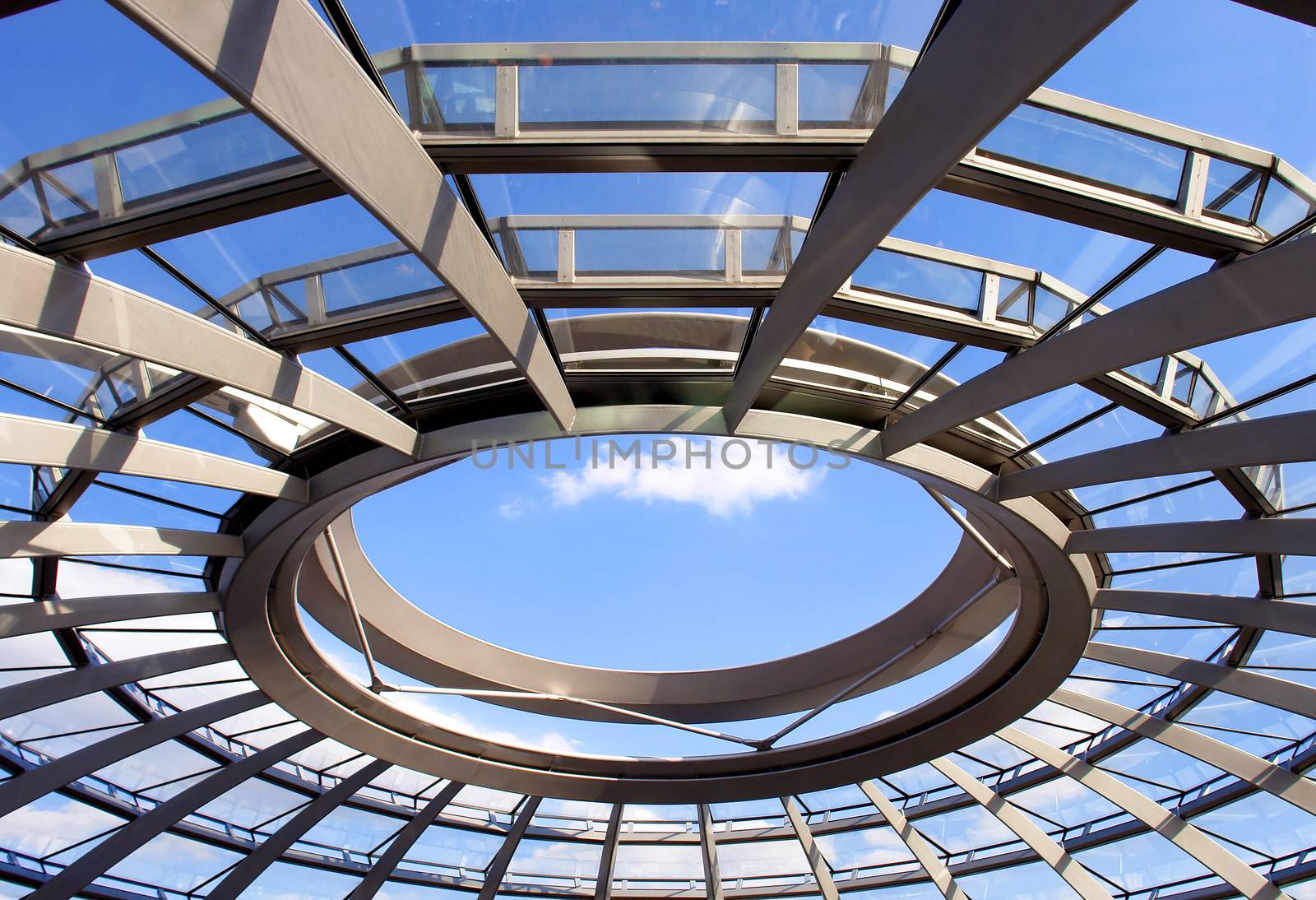 Modern dome of Reichstag (Germany's parliament building) in Berlin. Design by architect Norman Foster