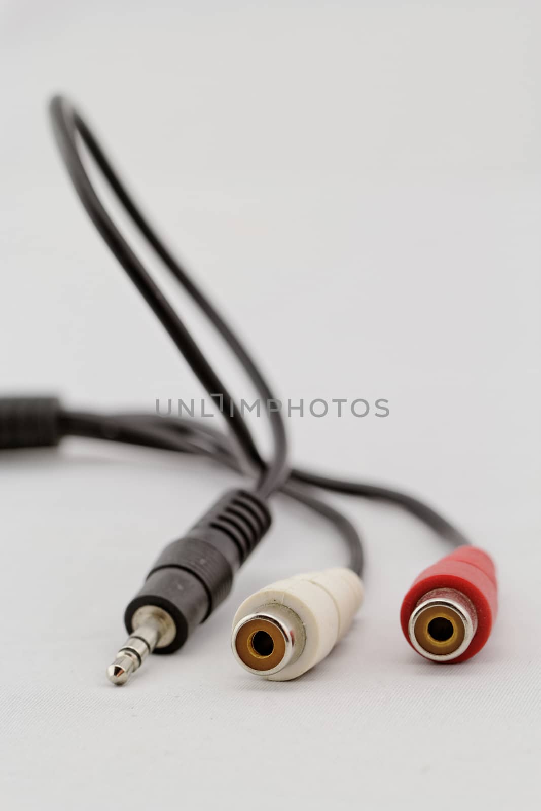 audio RCA (red white) and jack cable on a white background