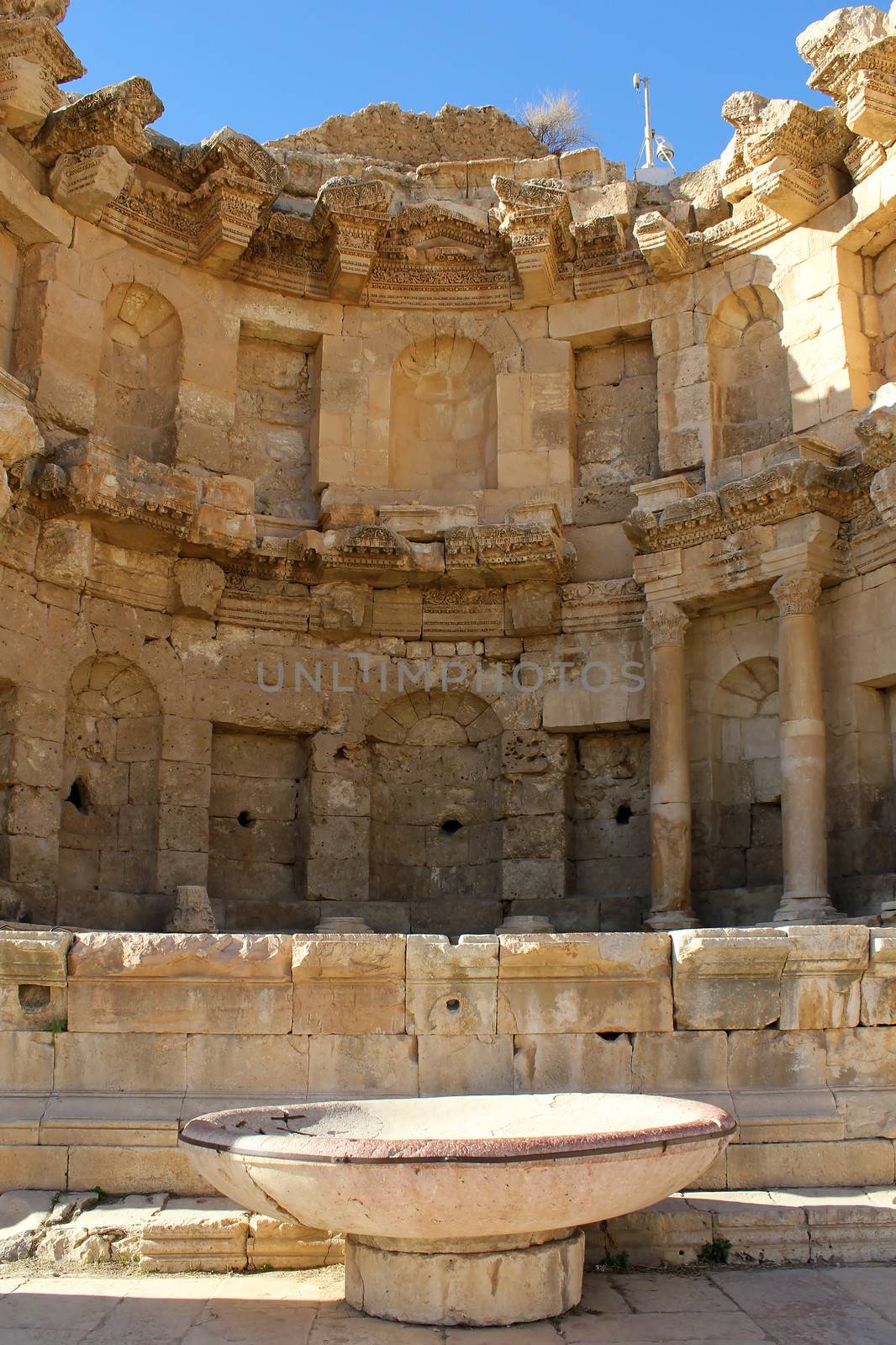 Nymphaeum. Ruins of the Greco-Roman city of Gerasa. Ancient Jerash, in Jordan.