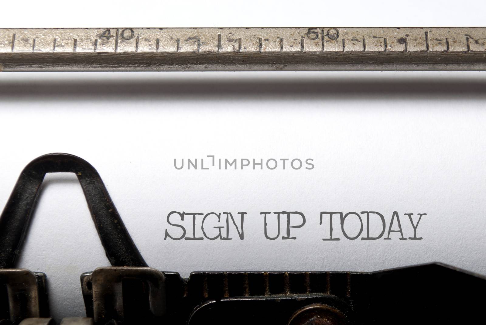 Sign up printed on a typewriter 