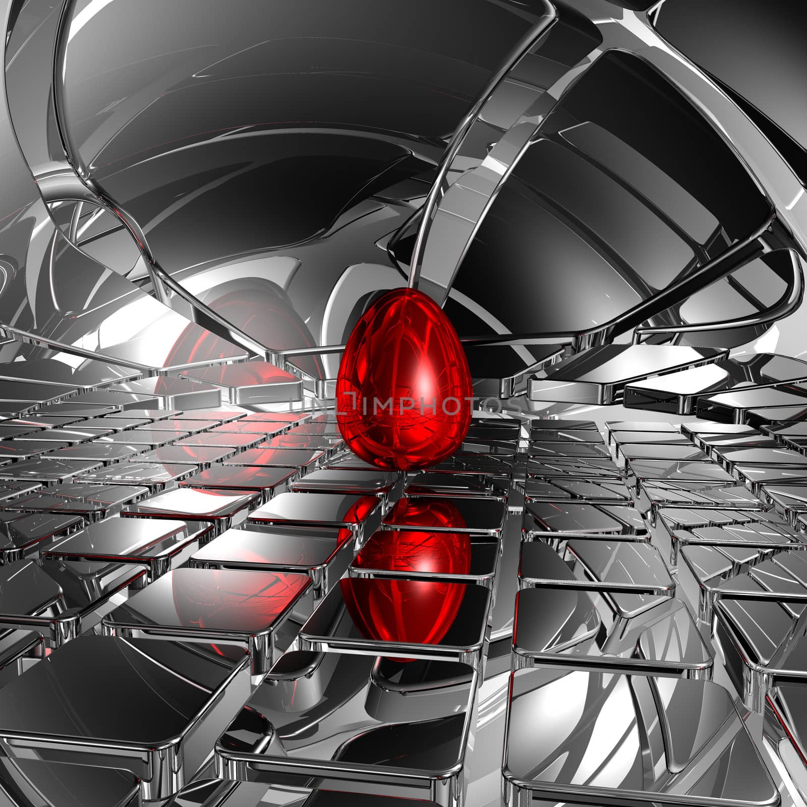 easter egg in futuristic space - 3d illustration