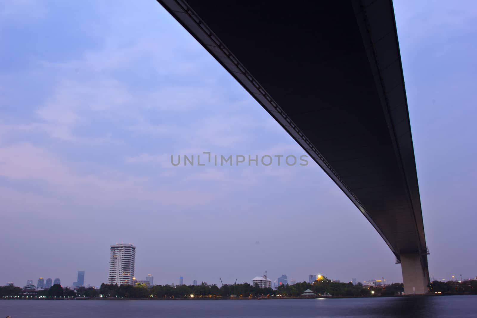 Thailand Rama XIIII  Bridge in the evening