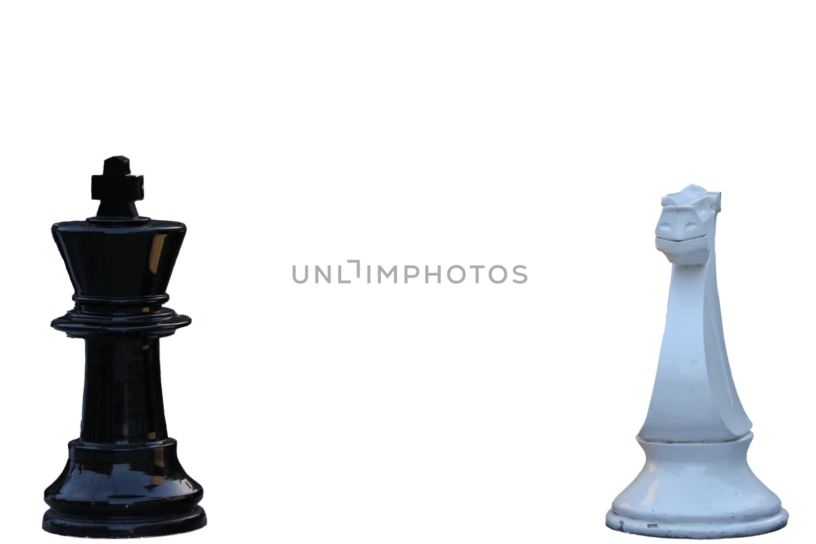 Chess game. black king challenging for victory. Isolated on white background. 