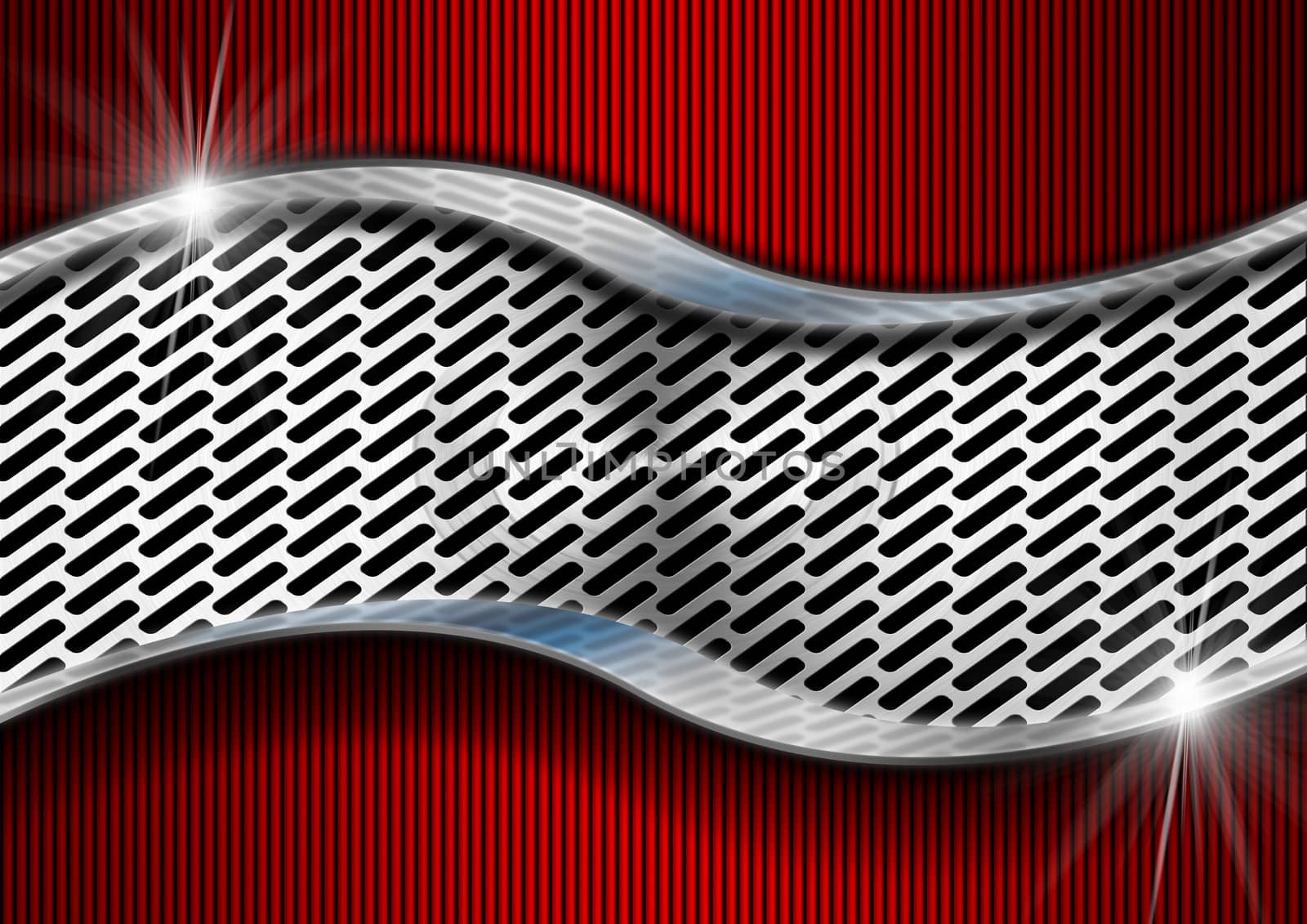Industrial red template background with metal grid