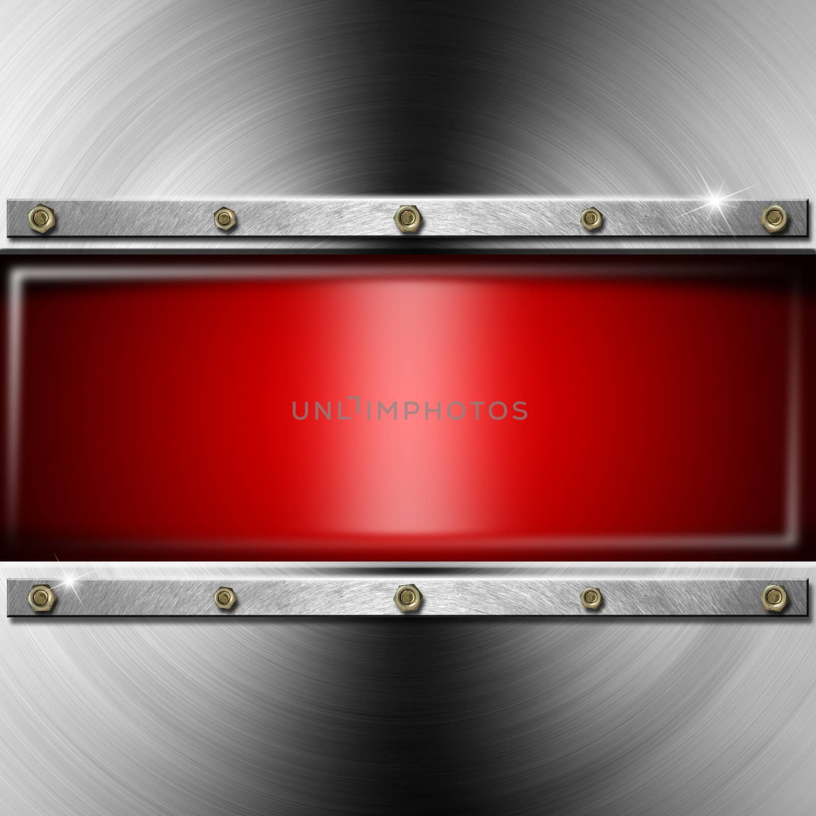 Metallic and industrial template background with red screen
