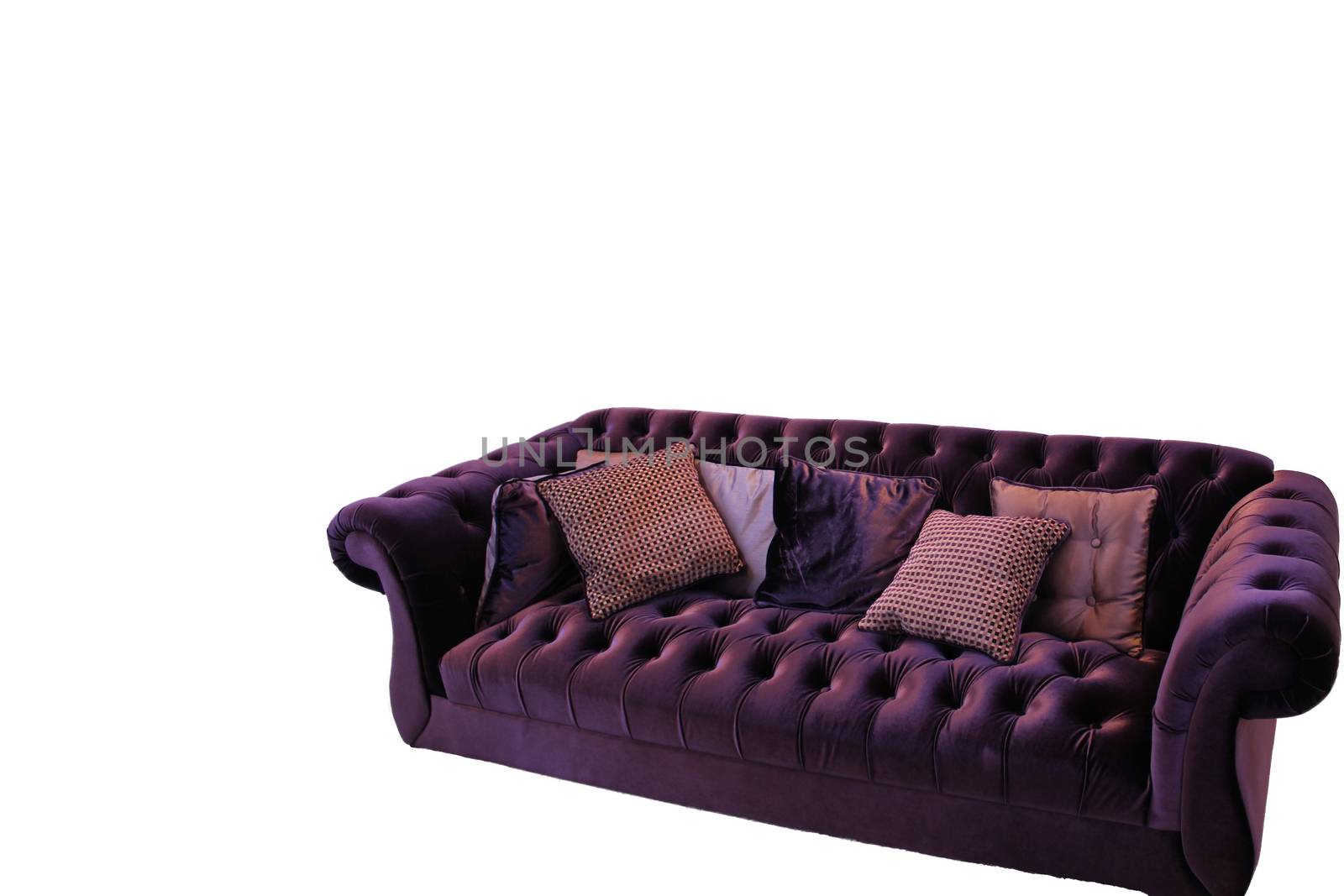 purple modern sofa isolated on white