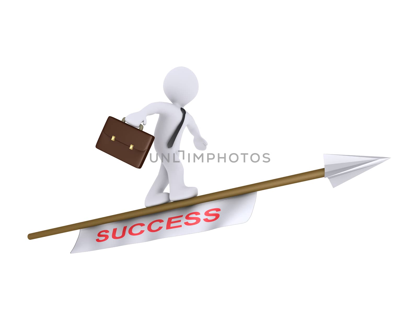 Businessman is balancing on a flying arrow by 6kor3dos